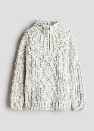 H&amp;m джемпер с застежкой-молнией для мальчика белый 110/116см(4-6р)