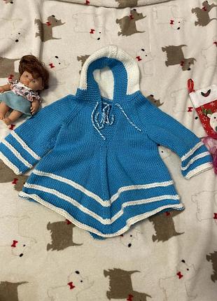 Пончо кофта з капюшоном на дівчинку нова