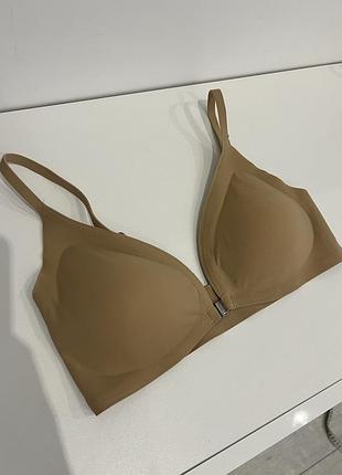 Бесшовный бежевый бюстгалтер s спереди застежка нюдовый телесный лиф в