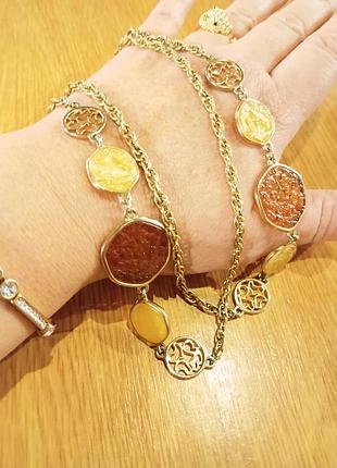 Sarah coventry 70х,американський вінтаж, люцит ,"дикій мед " ланцюжок намисто