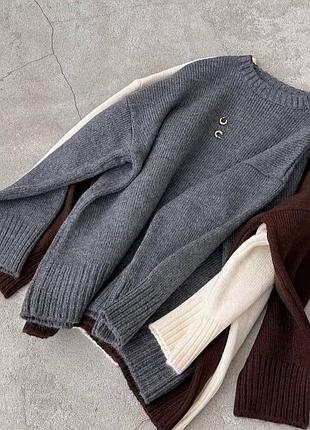 Теплый свитер оверсайз в цветах 🌿🤍🖤 3