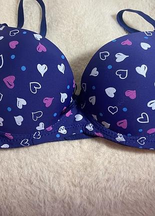 Ліфчик темно синій з сердечками