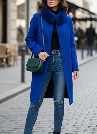 Пальто stella polare с норковым воротником шанель