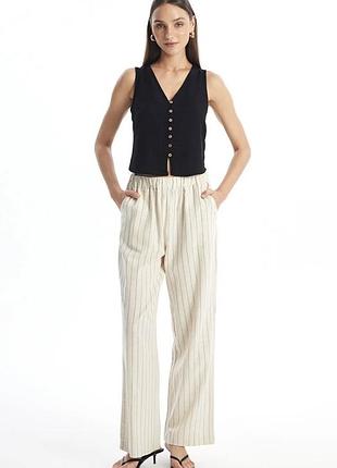 Штани у смужку з додаванням льону
