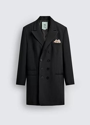 Довгий двобортний піджак жіночий zara new