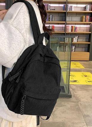 Стильний жіночий вельветовий рюкзак середнього розміру