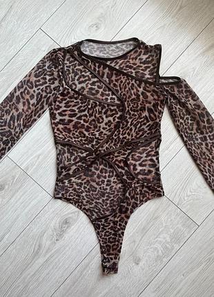 Боди леопардовое женское