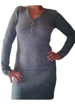 Меланжевое платье в рубчик