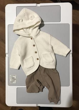 Неймовірно гарний якісний милий костюм кардиган теплий вʼязаний з вушками