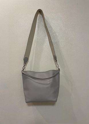 Сумка-відро шкіряна сіра bucket bag