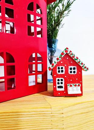 Новорічний декор дерев'яний будиночок ручної роботи