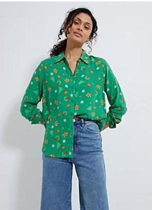 Зеленая рубашка с длинными рукавами и рождественским принтом, новогодняя рубашка, рубашка.