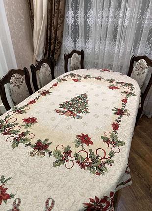 Гобелленовая новогодняя скатерть 140*220,в наличии разные виды