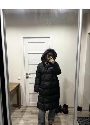 Пуховик mango жіночий чорний довгий