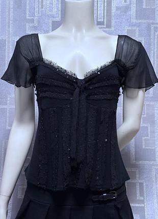 Блуза женская 44-46 размера principles нарядная праздничная кроп топ трикотаж пайетки шифон