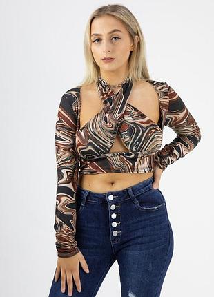 Топ в принт, топ с вырезом