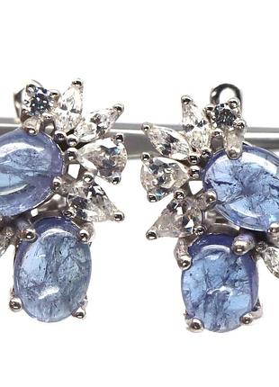 Серьги серебро 925 натуральный танзанит