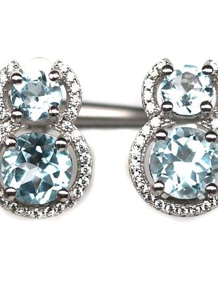 Серьги серебро 925 натуральный топаз