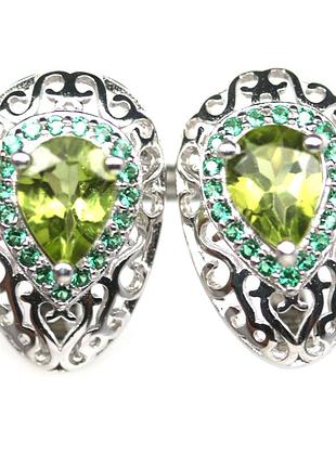 Сережки срібло 925 натуральний перидот