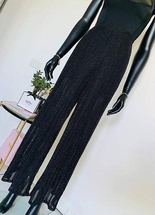 Forever 21+ блестящие широкие плиссированные брюки (палаццо), черный, uk 22
