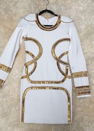 Бандажна сукня с тобой золотою фурнітурою камні стрази