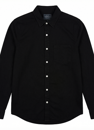 Topman чёрная джинсовая рубашка с карманом прямая classic fit