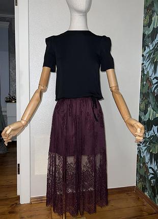 Коротка чорна блуза cavalli class на резинці з коротким рукавом