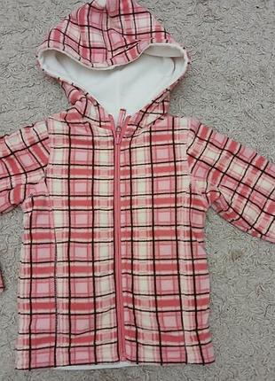 Двухсторонняя куртка для девушек на флисе на рост 104 см