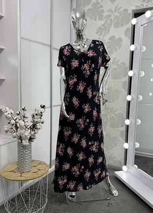 Красива довга темно-синя сукня в квіти від laura ashley, р. uk18, eur44