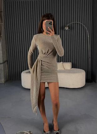 Женское платье из люрекса, платье люрекс со шлейфом, платье люрекс, женское блестящее платье, праздничное платье, нарядное платье, люрексовое платье со шлейфом