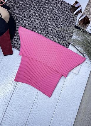 В’язаний топ zara m топ короткий рожевий топ в рубчик топ бандо зара