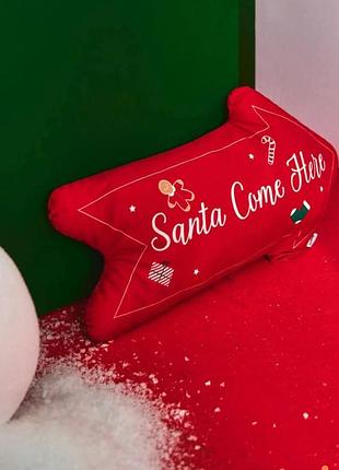 Новая декоративная подушка  отличный подапок 50*30см santa come here