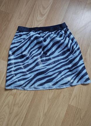 Юбка в пайетки, принт зебра, original marines.
