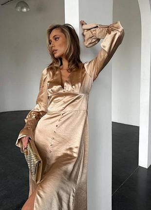 Шелвоое платье с рукавом сатиновое платье