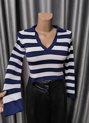 Стильный женский укороченный свитер джемпер поло