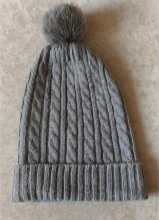 В'язана жіноча шапка косичка колір капучіно зима/ весь а