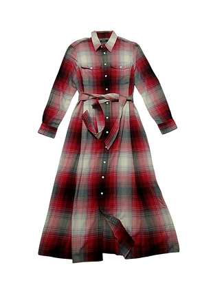 Платье женское макси из хлопка шерсти polo ralph lauren в клетку