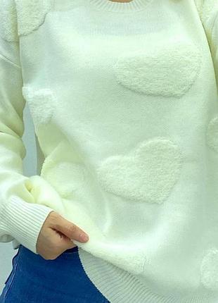 Свитер кофта с сердечками турция 44-54