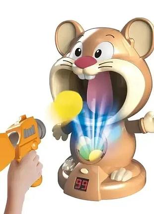 Интерактивная игра воздушный тир hamster with gunner пистолет с шариками и мишень хомяк с дисплеем счета