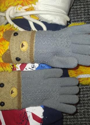 Перчатки медвежата рукавички зима
