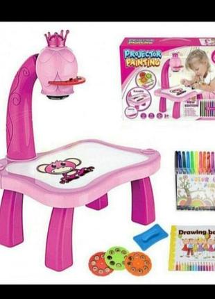 Детский стол проектор для рисования с подсветкой и фломастерами