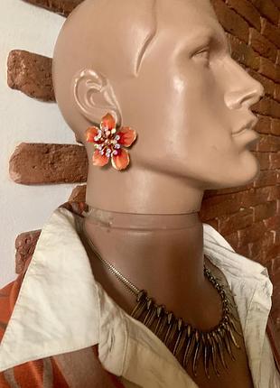 Акцентні кульчики квіти з кристалами аб