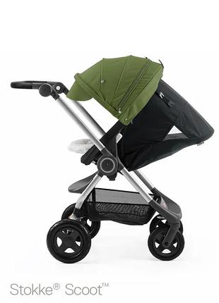 Прогулянкова коляска stokke scootv3, кол. black melange ( зелений капюшон)