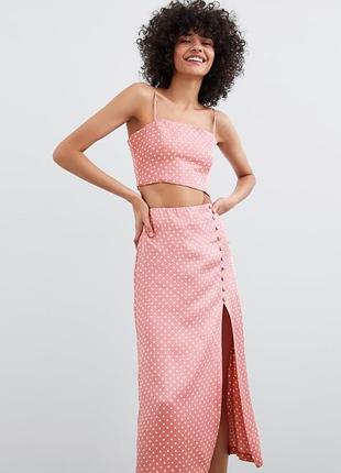 Спідниця міді в горошок сатинова від zara