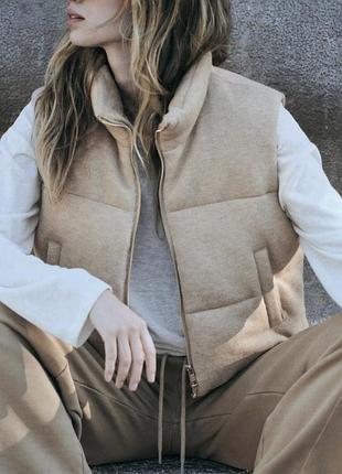 Жіноча стьобана жилетка, трикотажна жилетка zara
