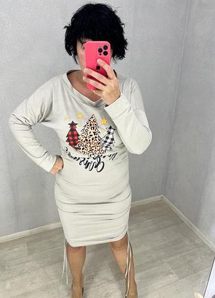 Новорічна сукня плаття з новорічним принтом