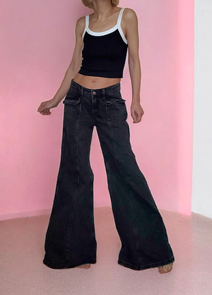 Джинсы клёш от колена divided h&m, низкая посадка, y2k sk8 гранж