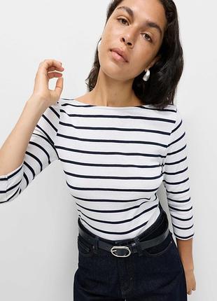 Топ-топ slim fit из чистого хлопка в полоску с вырезом-лодочкой