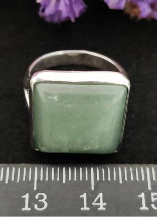 Серебряное кольцо с зеленым авантюрином,925, серебро