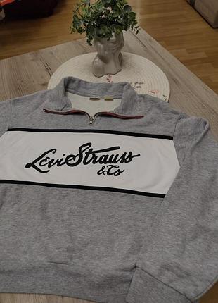 Сіра толстовка,зіпка, світшот з напівблискавкою та логотипом-літерою levis розмір xs.